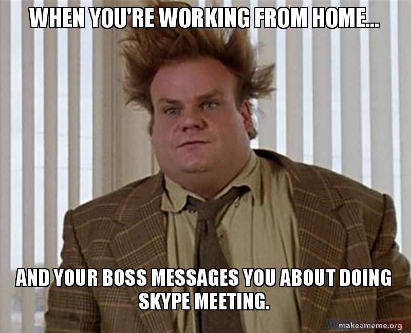 and your boss messagesyou about doing skype meeting makeamemeorg
